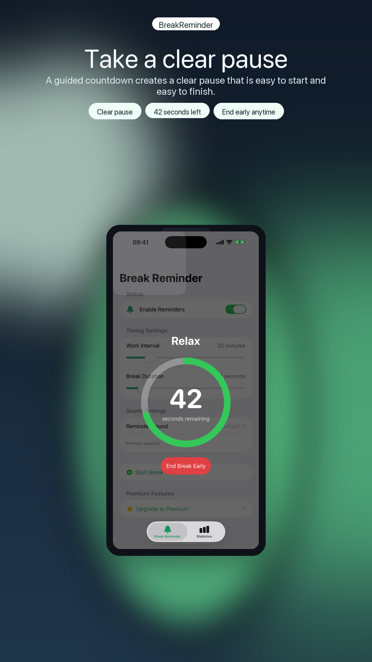 5.5-inch screenshot 2 showing the clear pause countdown