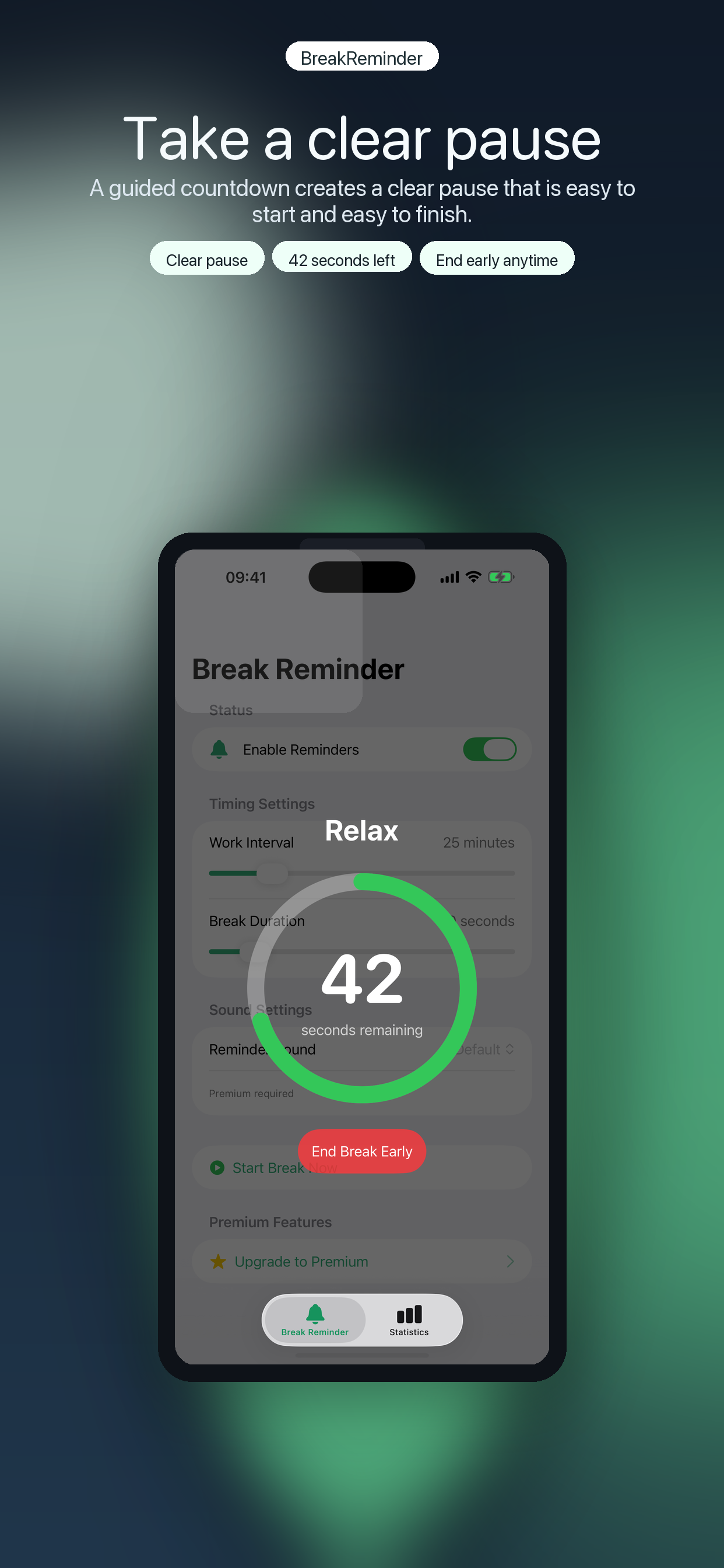 6.5-inch screenshot 2 showing the clear pause countdown