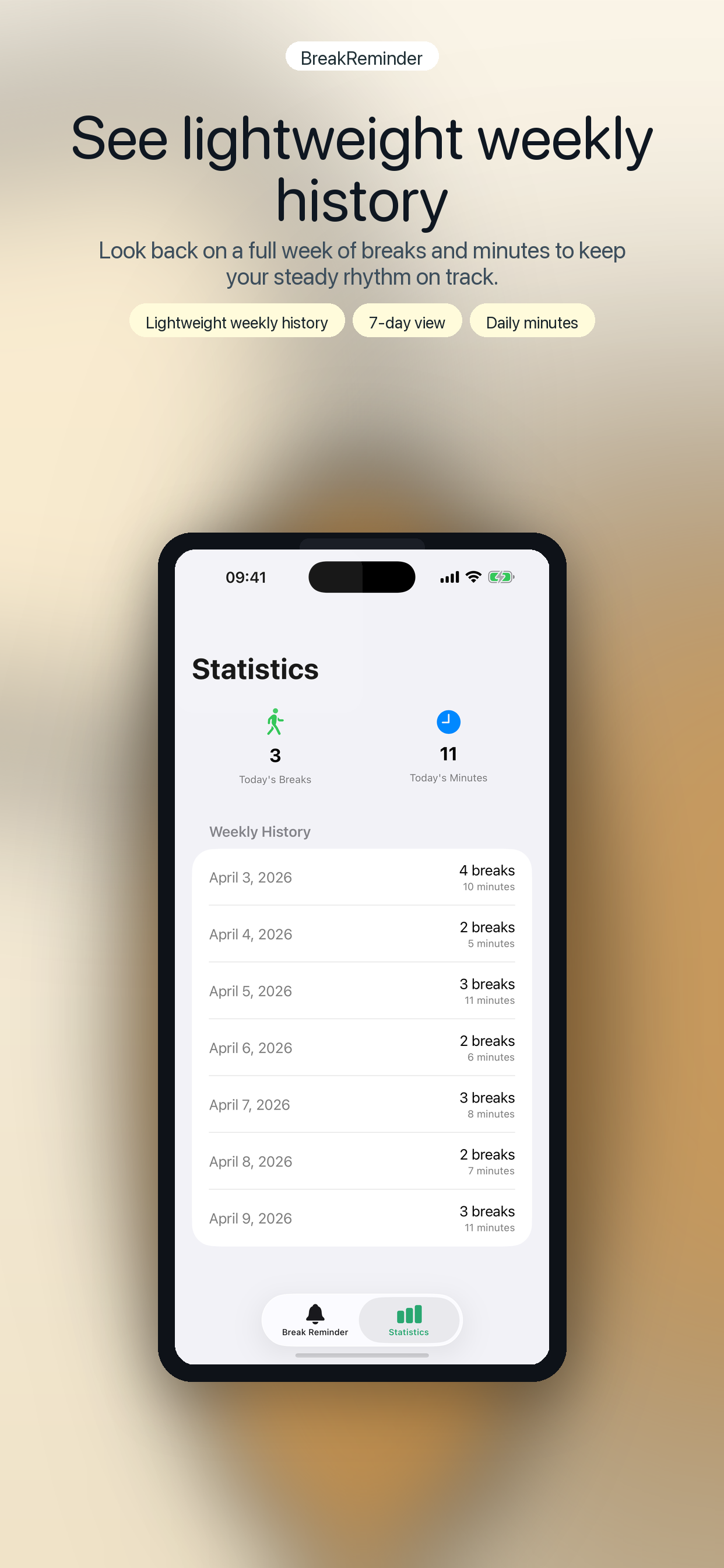 6.5-inch screenshot 5 showing weekly history