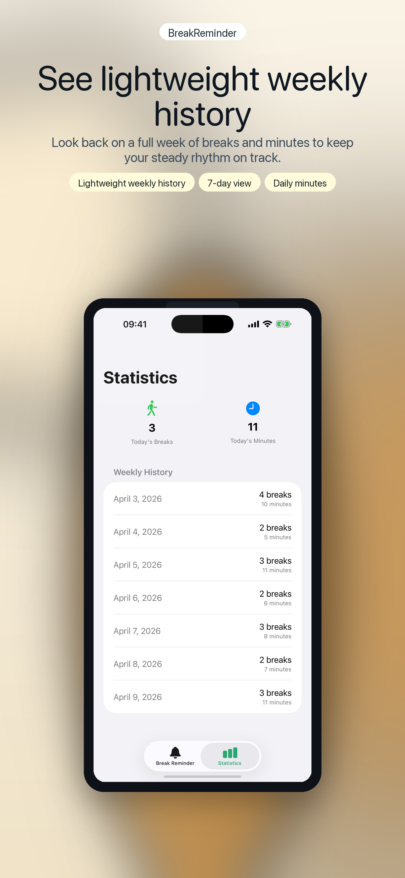 6.7-inch screenshot 5 showing weekly history
